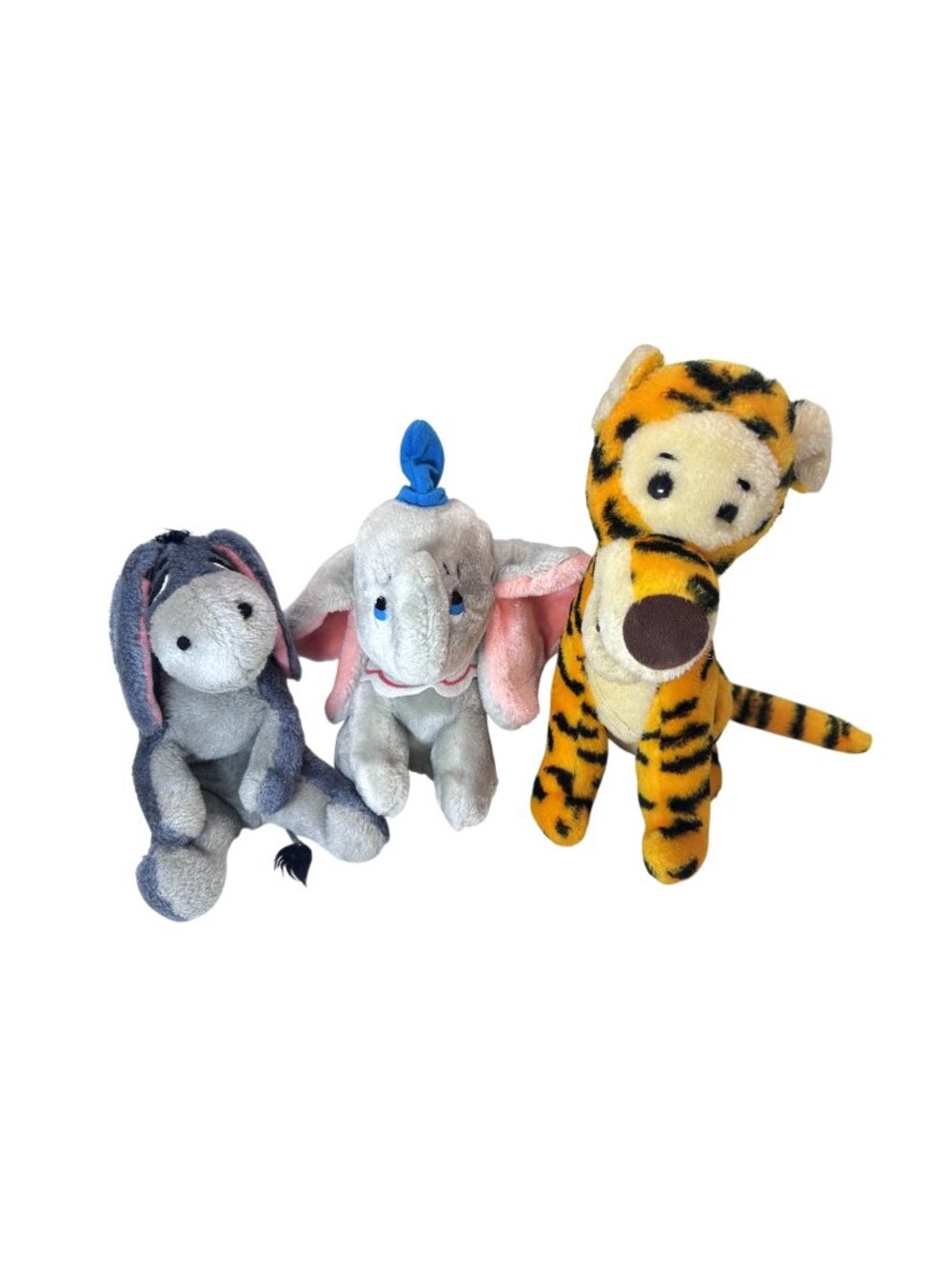 Vintage Disney Winnie the Pooh Eeyore Dumbo 8" & Tigger 12” Plush Made in Korea
